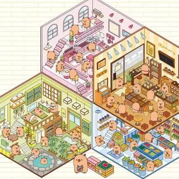 Сделай сам миниатюрная сцена 3D наклейки капибара ландшафтные наклейки мультфильм визуальная укладка наклейки зелёный