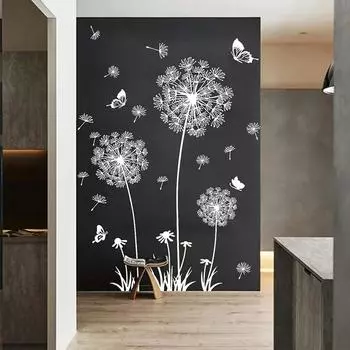 Сделай сам, наклейки на стену в виде белого одуванчика, водонепроницаемые декоративные наклейки с изображением бабочек, летающих для дивана, аксессуар для заднего фона 30x90cm