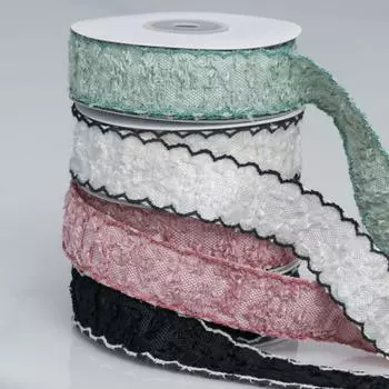 Сделай сам однотонный изогнутый край зубцов цветок ткань цветные аксессуары для волос лента ручная работа DIY ювелирные аксессуары одежда шляпа аксессуары лента 2.5cm*10 yards