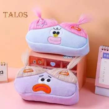 Сделай сам пенал коробка органайзер длинные волосы кукольный дизайн большой емкости застежка-молния ручка маркер держатель для инструментов для рисования светло-синий