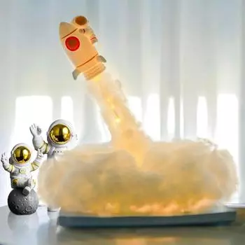 Сделай сам ракета ночник желтый белый луна космонавт орнамент фигурки действия космический астронавт атмосфера настольный декор подарок