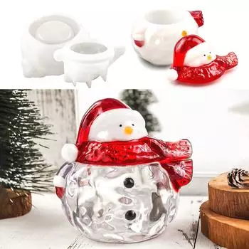 Сделай сам рождественский снеговик коробка для хранения силиконовые формы с крышкой 3D смола литье бетон коробка для свечей контейнер для конфет домашний декор подарки