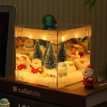 Сделай сам Санта-Клаус Ночной Светильник Куб Дизайн Домашний Рождественский Снежный Декор Элегантные Рождественские Световые Украшения Для Festivel