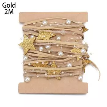 Сделай сам Снежинка для рукоделия Праздничные принадлежности Джутовая веревка Рождественская лента Цепочка из бусин Цепочка из звезд Упаковка подарков 2m золотой