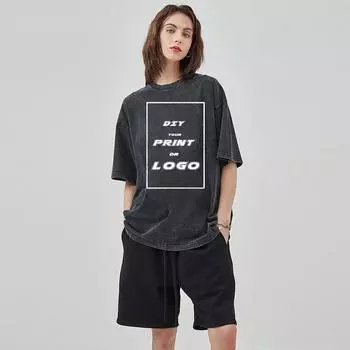 Сделай сам свой принт или логотип простая женская специальная рубашка свободного покроя из хлопка с коротким рукавом до и после нанесения принта S