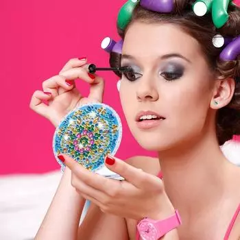 Сделай сам ультратонкое мини-зеркало для макияжа карманное зеркало двухстороннее вышитое стразами мозаичное зеркало для макияжа дурман для взрослых и детей