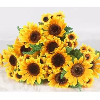 Сделай сам Венок Скрапбукинг Вечеринка Цветочный букет Искусственные цветы Желтый подсолнух Домашнее украшение жёлтый