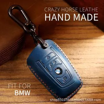 Сделанный вручную чехол для автомобильного ключа, подходящий для BMW X3 X5 525Li 5 серии, высококачественный чехол для дистанционного ключа 2key black