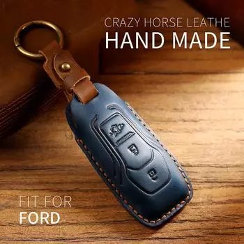 Сделанный вручную чехол для автомобильного ключа для пожилых автомобилей FORD MONDEO ECOBoost 180 ford EDGE Kuga Sharp Explorer Fox F150 Raptor чехол для смарт-ключа с дистанционным управлением коричневый