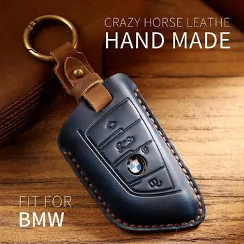 Сделанный вручную кожаный чехол для автомобильного ключа подходит для 5 серии 3 серии 7 серии X1 x2 x3 x4 x5 x6 x7 530 525 3 key black коричневый