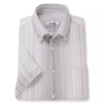 сделано для Takashima Chijimi [UNITED] Рубашка с коротким рукавом, Япония, мужская, на пуговицах, (JP, алфавит, М, тонкий, тусклый)