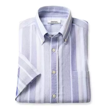 сделано из Такасима Чидзими лайт [UNITED] Рубашка с коротким рукавом, Япония, мужская, на пуговицах, (JP, алфавит, M, глициния)