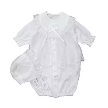 Сделано летом, платье для церемонии новорожденного, комплект для святилища, шляпа для выписки из больницы, Япония, материал, для посещений, из 2 предметов белый