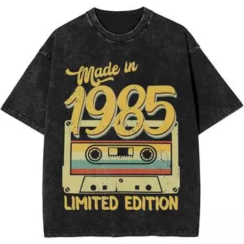 Сделано в 1985 году Лимитированная серия Подарок на день рождения Футболка Футболки Короткий рукав Классические топы Хлопок Круглый вырез Большой размер Топ Футболки S