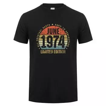 Сделано в апреле, июне 1974 года. Футболка с коротким рукавом. Родившиеся в марте, октябре, ноябре. Каждый месяц 1974 года. Топы. S