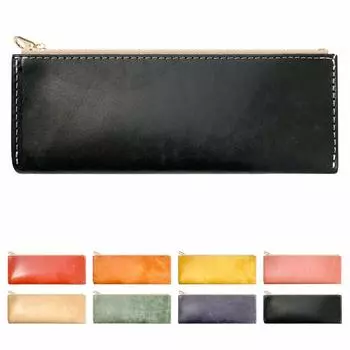 Сделано в Италии Натуральная кожа Pueblo Berry Pen Case Кожа Тонкий Компактный Тонкий Пенал Подставка Для Ручек Простые Канцелярские Принадлежности Итальянская Кожа Pueblo Leather чёрный