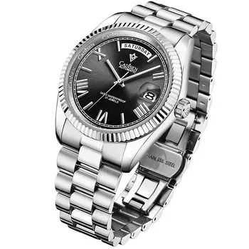 Сделано в MIYOTA8215, немецкие ретро-часы, водонепроницаемые до 10 часов, механический корпус, треугольный узор, нержавеющая сталь, сапфировое стекло, подарок на совершеннолетие C8185 чёрный