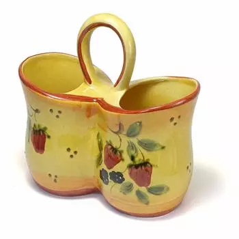 Сделано в Португалии Керамическая подставка для столовых приборов с узором «Клубника», расписанная вручную, держатель для палочек для еды, желтый pfa-44fs