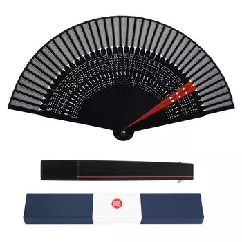 Сделано в японской роскошной сумке в подарочной коробке, роскошный шелк, короткая защита от жары, японский летний фейерверк, синий кабуки [Ganve], веер, мужской, Япония, прочный, красный