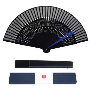 Сделано в японской роскошной сумке в подарочной коробке, роскошный шелк, короткий, защита от жары, японский летний фейерверк, красный [ганвэ], веер, мужской, Япония, прочный, синий