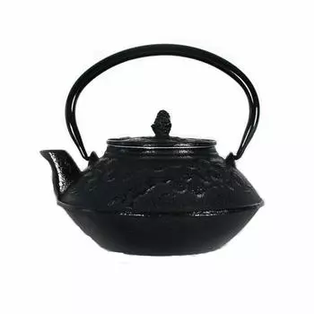 Сделано в Японии Nanbu Ironware Nanbu Маленький железный чайник Заварочный чайник комбинированного использования Бутылка с эмалевым покрытием внутри Matsu 0,6 л чёрный