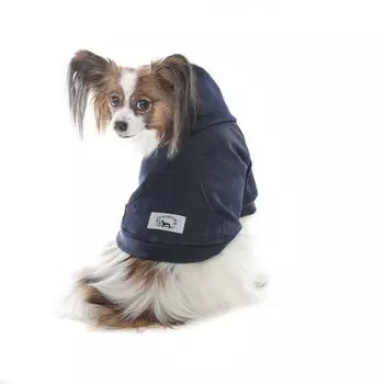 Сделано в Японии Одежда для собак Okayama Denim Жесткая джинсовая толстовка с капюшоном для маленьких собак с капюшоном на пуговицах Прочная одежда для собак для девочек и мальчиков M Indigo [ENTRAMBI]