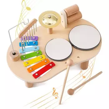 сделать барабанную установку деревянная игрушка глокеншпиль колокольчик тарелка двойной барабан гуиро ролевые игры игрок музыкальный инструмент обучающая игрушка ударный инструмент дети