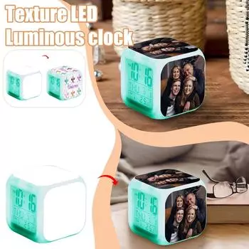 Сделать снимок светодиодных светящихся цифровых часов Подарочный температурный дисплей Вечный календарь Ночной свет Будильник One Size белый