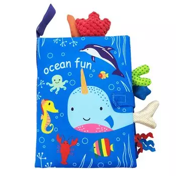 сделать Ткань Картинка Звук Ткань Мягкий Выход Ткань Картинка Пальчик 0 лет и коляска Обучающий ребенок Дети давайте Книга, Игрушка, Моющийся, Игра, синий