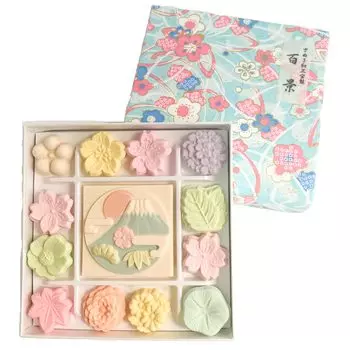 SDKWDH Baikodo Hyakkei Wasanbon Dried Sweets Wasanbon Sugar Chiyobako Fuji Small Gift 1 piece Mt. (x 1)