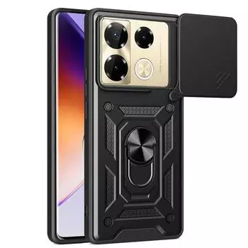 Сдвижная крышка камеры для Infinix Hot 50 40 Pro+ Smart 9 Hot 50i 40i Zero 40 5G с подставкой, защитный чехол для телефона от падений и ударов Infinix Zero 40 5G чёрный