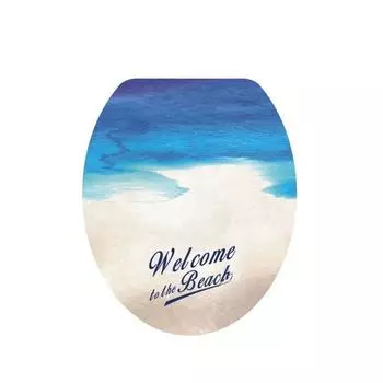 Sea Beach Printed Wall Sticker WC Pedestal Pan Cover Toilet Stool Commode Home Decoration 34*40cm