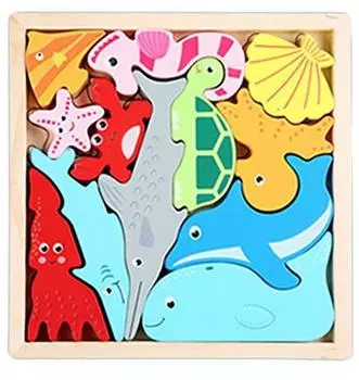 Sea creature puzzle wooden cute crab whale turtle gift etc.
