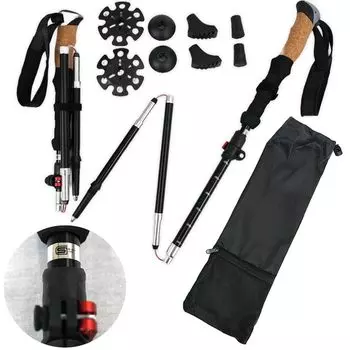 Sea Gull Walking Pole Set of 2 SG Mark Trekking Pole Stock Foldable Telescopic Climbing Equipment Climbing Goods Attachment 5 Types Stone Pole чёрный