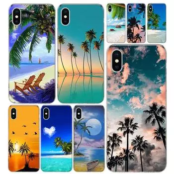 Море Тропические пальмы Пляжный чехол для телефона Чехол для iPhone 13 11 Pro 12 Mini 7 8 6 6S Plus + XR X XS MAX SE 5 5S Art Customized iPhone 11