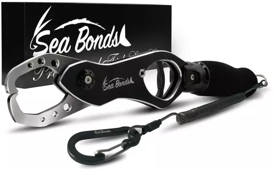SeaBonds Fish Grip с рыболовной нержавеющей сталью, ржавчиной, алюминием, тяжелой рыбой, грузоподъемность для морской воды, горизонтальное вращение на 360 градусов, измерение SeaBonds, чёрный