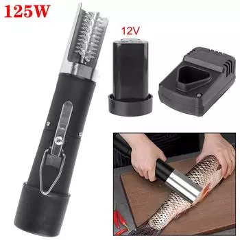 Seafood Knif Fishing Clean Easy Fish Stripper Charging Adapter Remover Cleaner Tool 125W Electric Fish Scale Scraper Waterproof чёрный