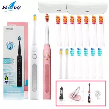 Seago 507 электрическая зубная щетка розовый и белый набор перезаряжаемая зубная щетка для взрослых 5 режимов чистки Прямая доставка с бесплатным подарком