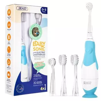 SEAGO Baby Electric Sonic 4 сменная батарея всасывания пингвин мягкий светодиод 4 память IPX7 подарок для малышей лет мальчиков зубная щетка, зубная щетка,