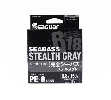 Seaguar PE Line R18 Сибас 150 м Размер 0,8 15 фунтов Stealth Grey (8245) серый