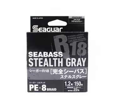 Seaguar PE Line R18 Сибас 150 м Размер 1,2 22 фунта Stealth Grey (8269) серый