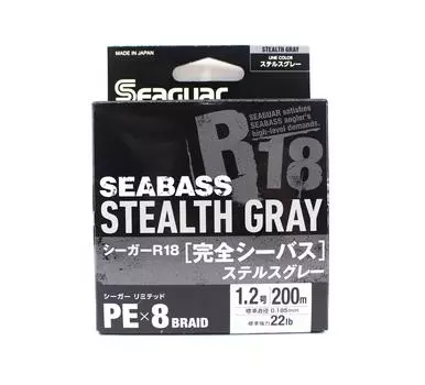 Seaguar PE Line R18 Сибас 200 м Размер 1,2 22 фунта Stealth Grey (8313) серый