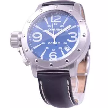 SEALANE Мужская SE32-LBL (20 атм водонепроницаемые часы Sun Flame) Круглые часы из черной нержавеющей стали, аналоговые