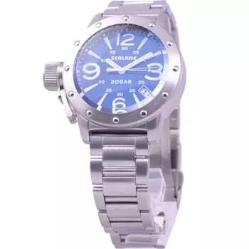 SEALANE Мужская SE32-MBL (20 атм водонепроницаемые часы Sun Flame) Круглые часы из серебристой нержавеющей стали, аналоговые