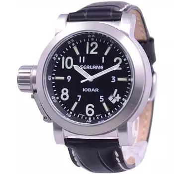 SEALANE Мужская SE43-LBK (10атм водонепроницаемые часы Sun Flame) Круглые часы из черной нержавеющей стали, аналоговые