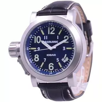 SEALANE Мужская SE43-LBL (10атм Водонепроницаемый Sun Flame) Круглые часы из черной нержавеющей стали, аналоговые