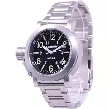 SEALANE Мужская SE43-MBK (10атм водонепроницаемые часы Sun Flame) Круглые часы из серебристой нержавеющей стали, аналоговые
