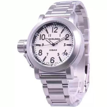 SEALANE Мужская SE43-MWH (10атм водонепроницаемые часы Sun Flame) Круглые часы из серебристой нержавеющей стали, аналоговые