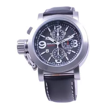 SEALANE Мужская SE44-LBK (10атм водонепроницаемые часы Sun Flame) Круглые часы из черной нержавеющей стали