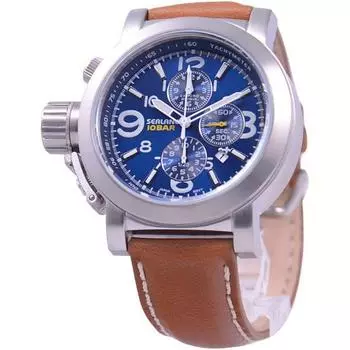 SEALANE Мужская SE44-LBL (10атм водонепроницаемые часы Sun Flame) Круглые часы из коричневого нержавеющего материала